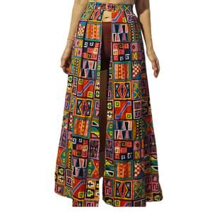 Womens Vintage Colorful 60s open maxi skirt geometric shape